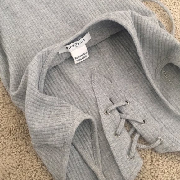 Gray lace up bodysuit - Picture 5 of 5